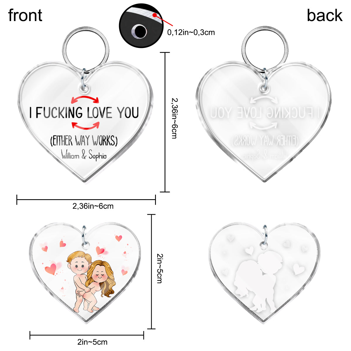 I Love You - Personalized Couple Keychain with Charms