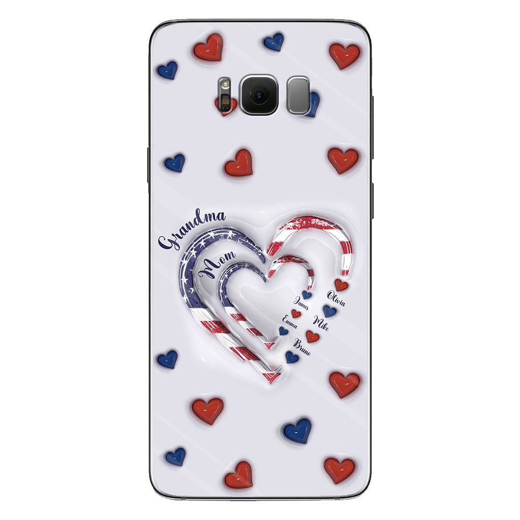 4th Of July Grandma's Hearts - Personalized Grandma Phone Case