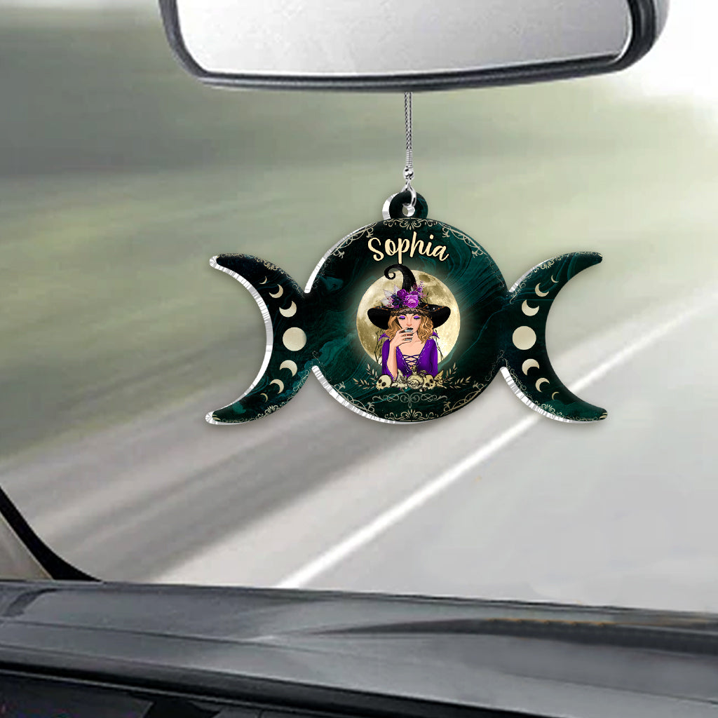 Triple Moon - Personalized Witch Car Ornament
