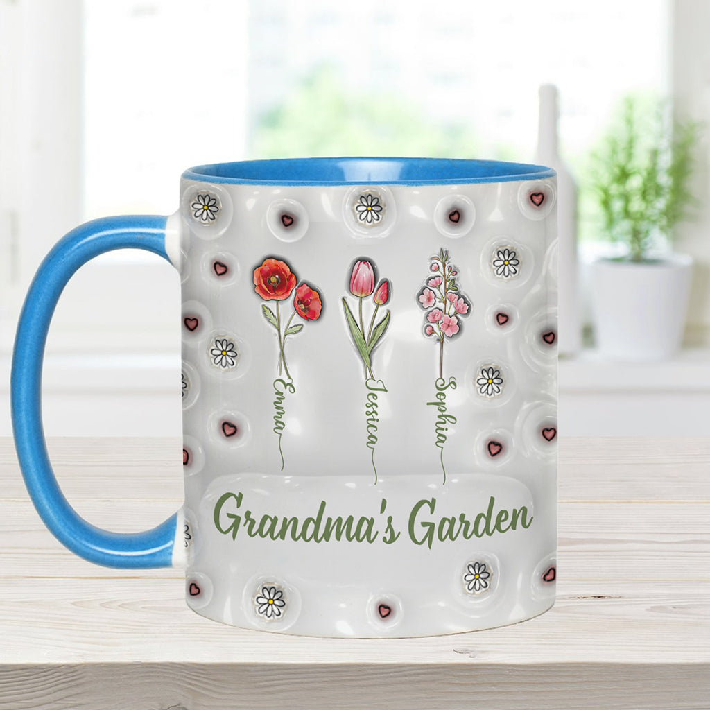 Birth Month Flowers Grandma's Garden - Personalized Grandma Accent Mug