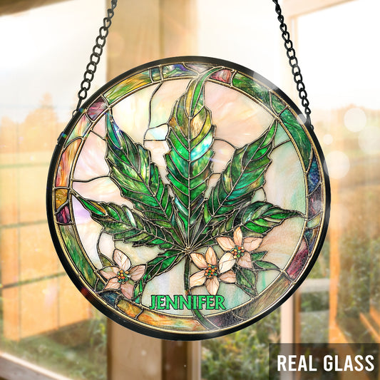 High Times - Personalized Weed Stained Glass Suncatcher