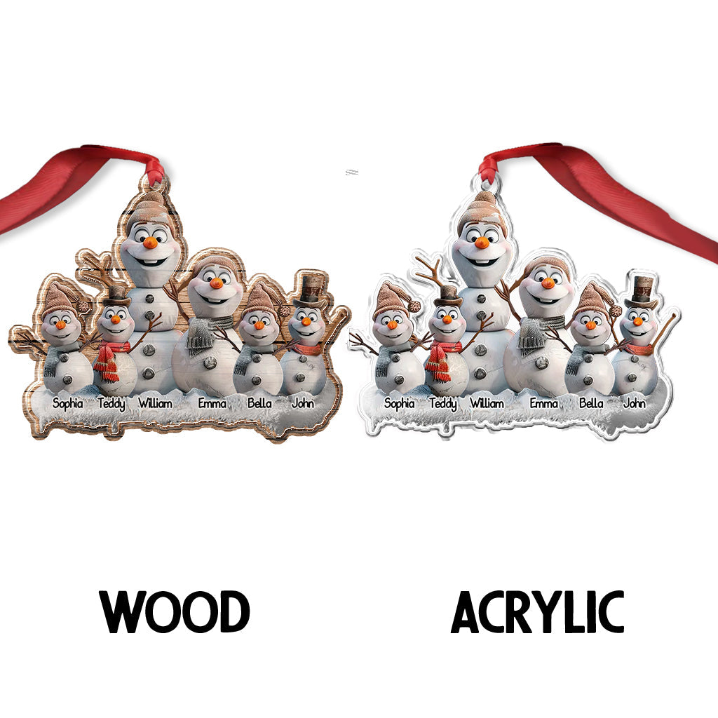Snowman Family - Personalized Family Custom Shaped Ornament