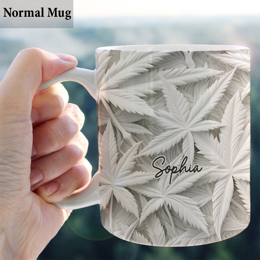 White Leaves - Personalized Weed Mug