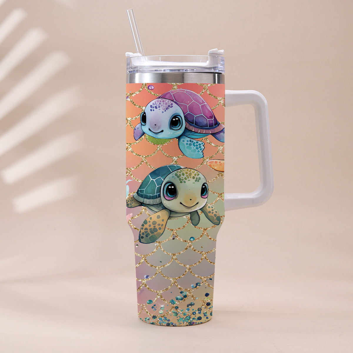 Cute Turtles - Personalized Turtle Tumbler With Handle
