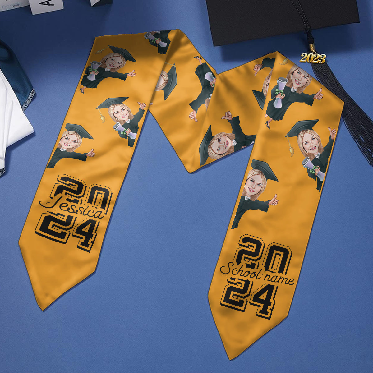 Caricature Funny Character - Personalized Graduation Graduation Stole