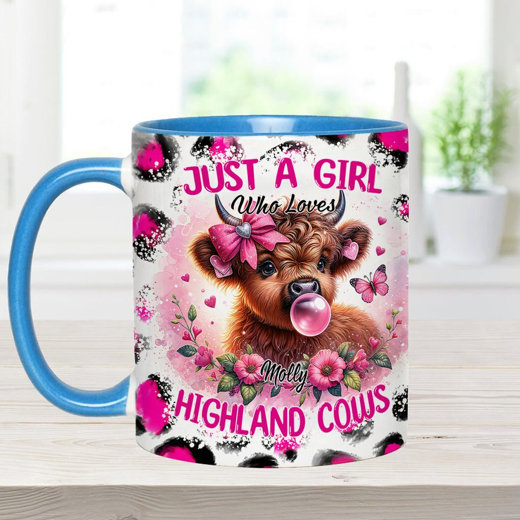 Cute Pink Highland Cow - Personalized Accent Mug