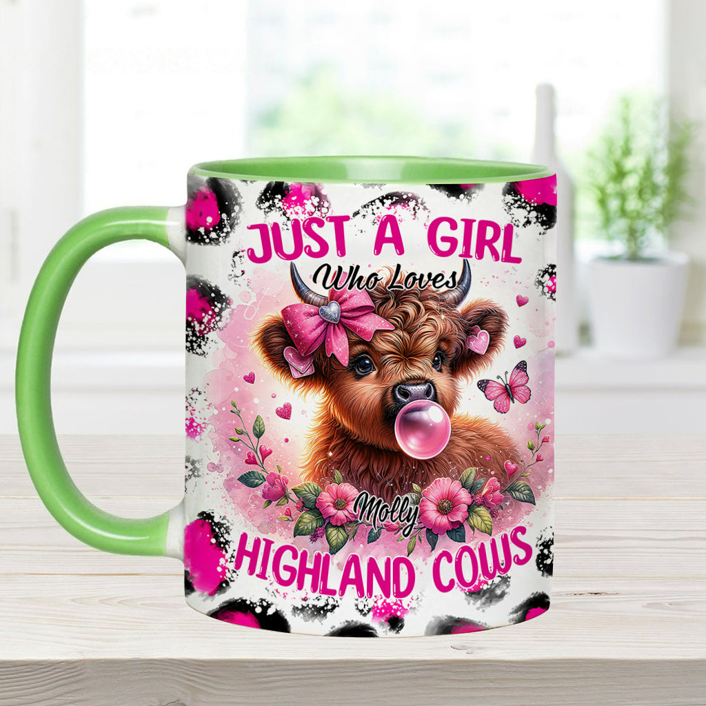 Cute Pink Highland Cow - Personalized Accent Mug