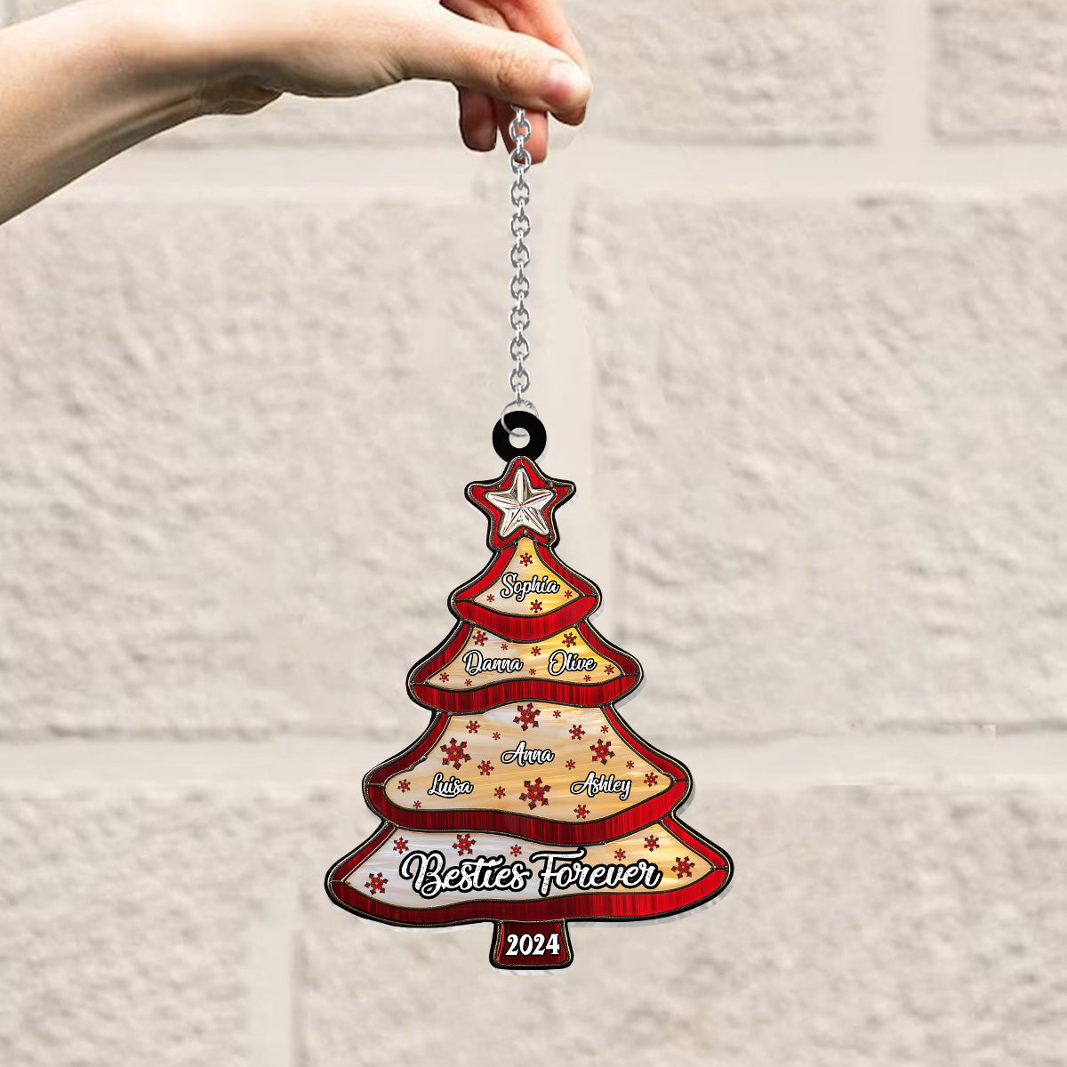 Besties Forever - Personalized Bestie Window Hanging Suncatcher Ornament