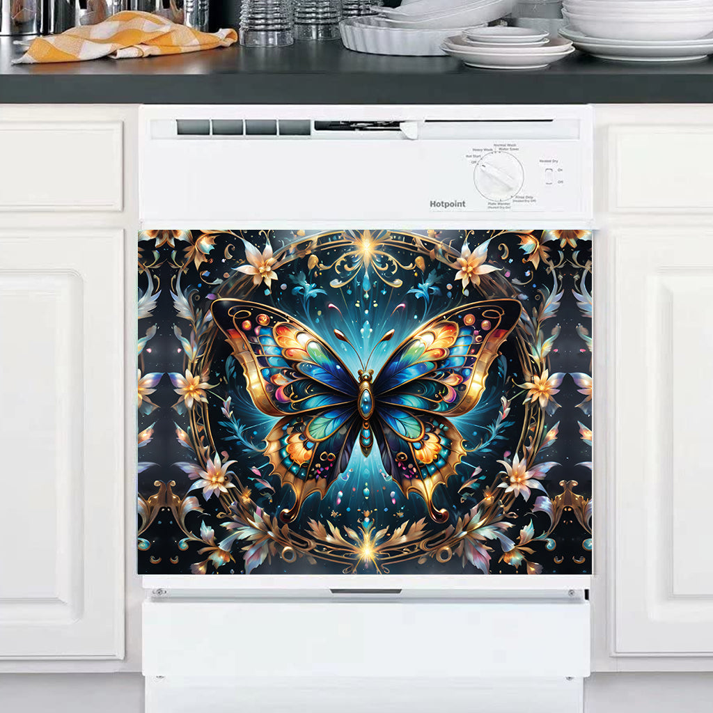 Stunning Gold Butterfly - Butterfly Dishwasher Cover
