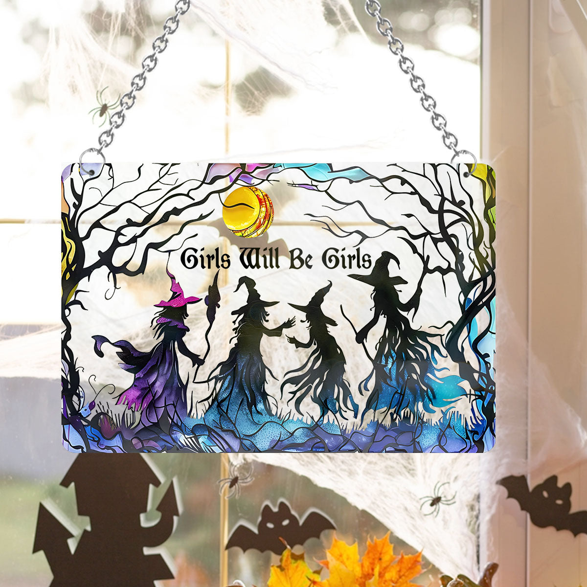 Girls Will Be Girls - Personalized Witch Window Hanging Suncatcher Ornament