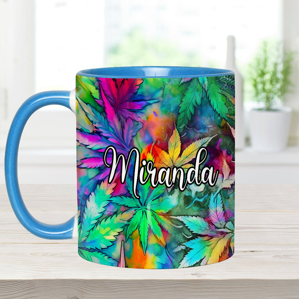 Psychedelic Marijuana Leaf - Personalized Weed Accent Mug