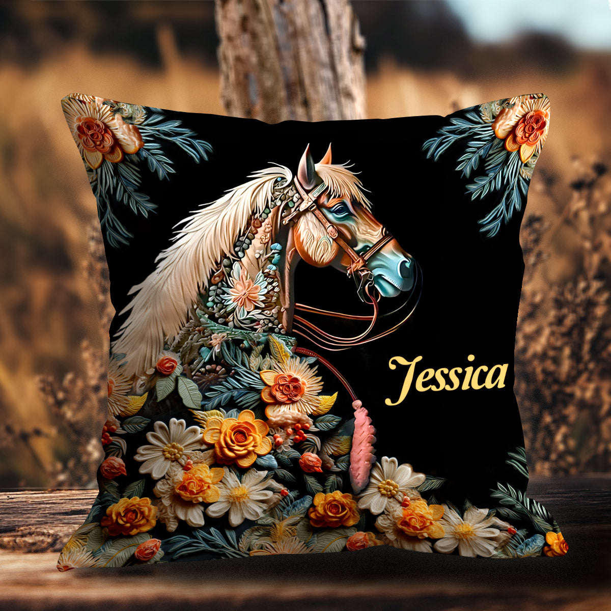 Love Horses - Personalized Horse Throw Pillow