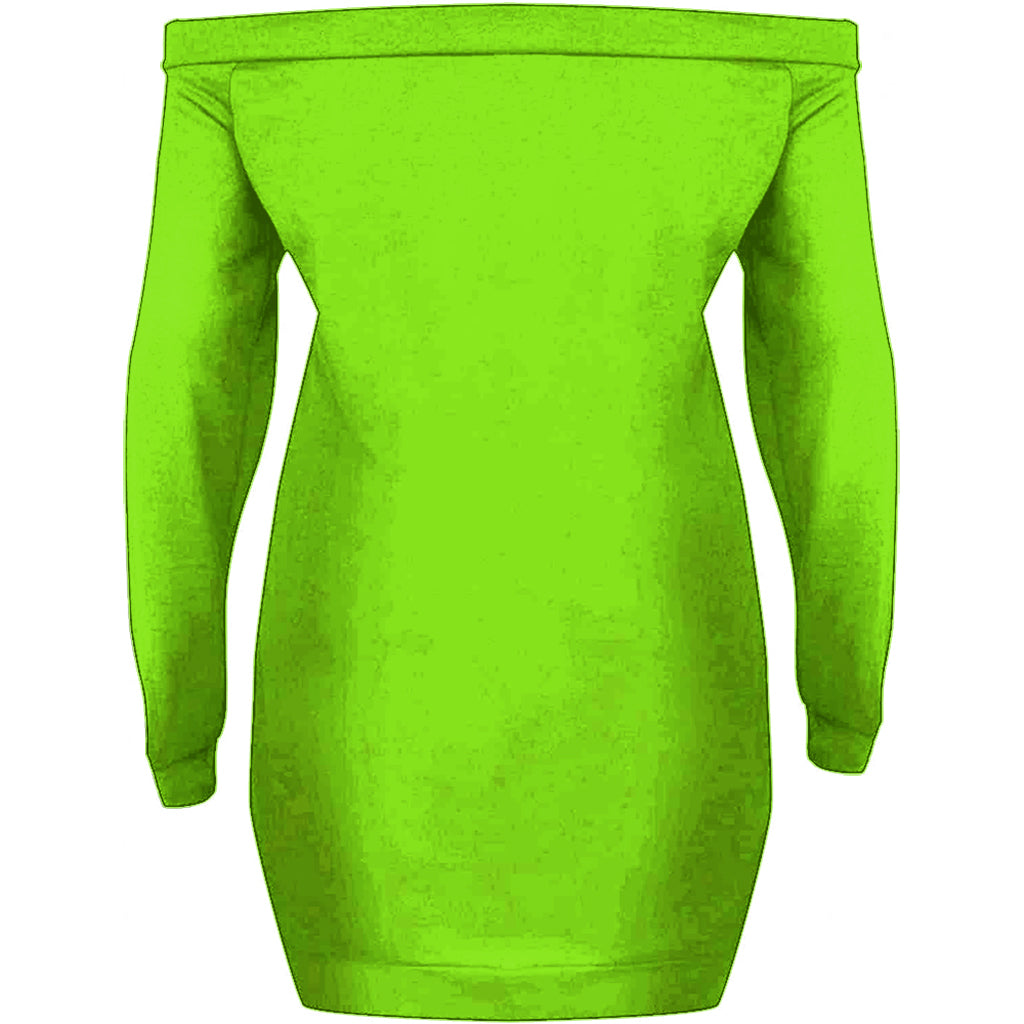 Green Witch - Personalized Witch Off Shoulder Long Sleeve Dress