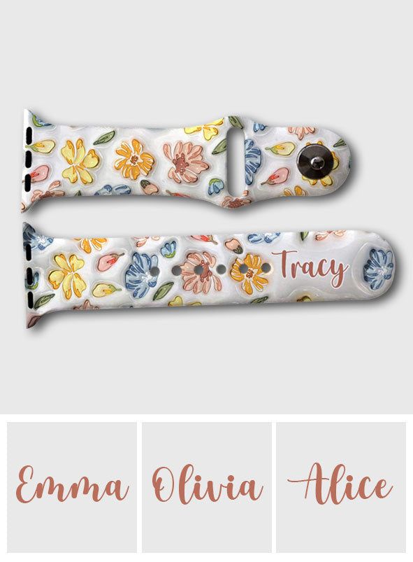 Puffy Floral Apple Watch Band - Personalized Apple Watch Band