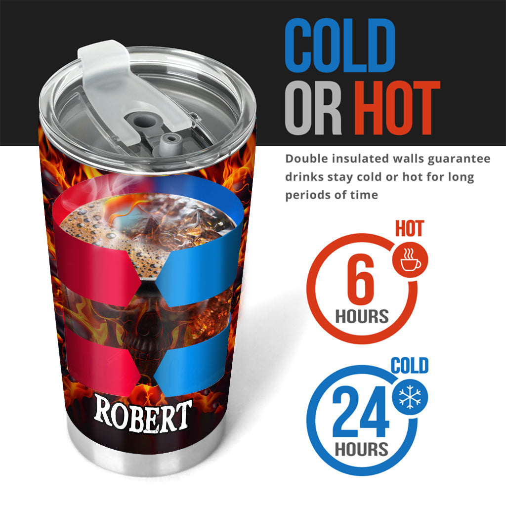 Melted Skull On Fire - Personalized Skull Tumbler