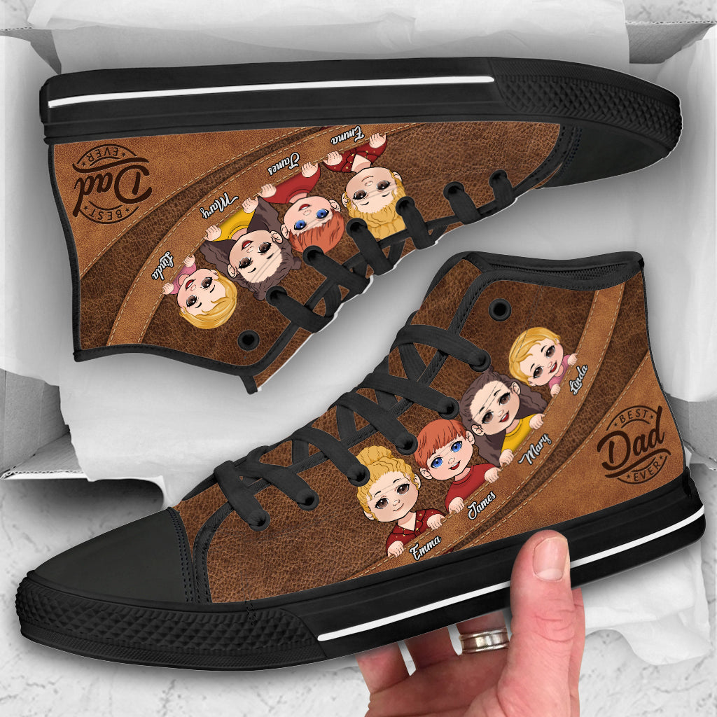 Best Dad Ever - Personalized Father High Top Shoes