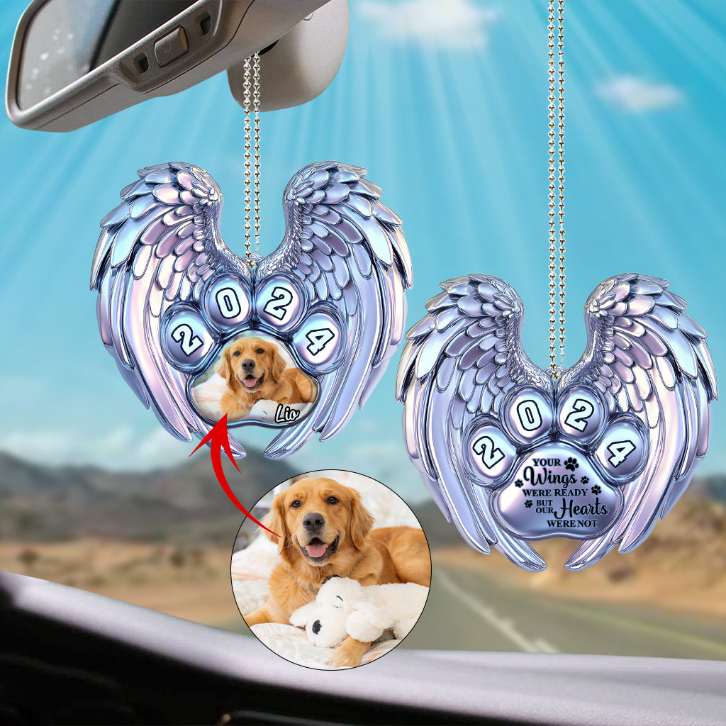 Your Wings Were Ready But My Heart Were Not - Personalized Dog Car Ornament