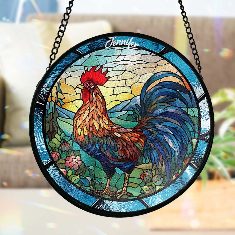 Love Chicken - Personalized Chicken Stained Glass Suncatcher
