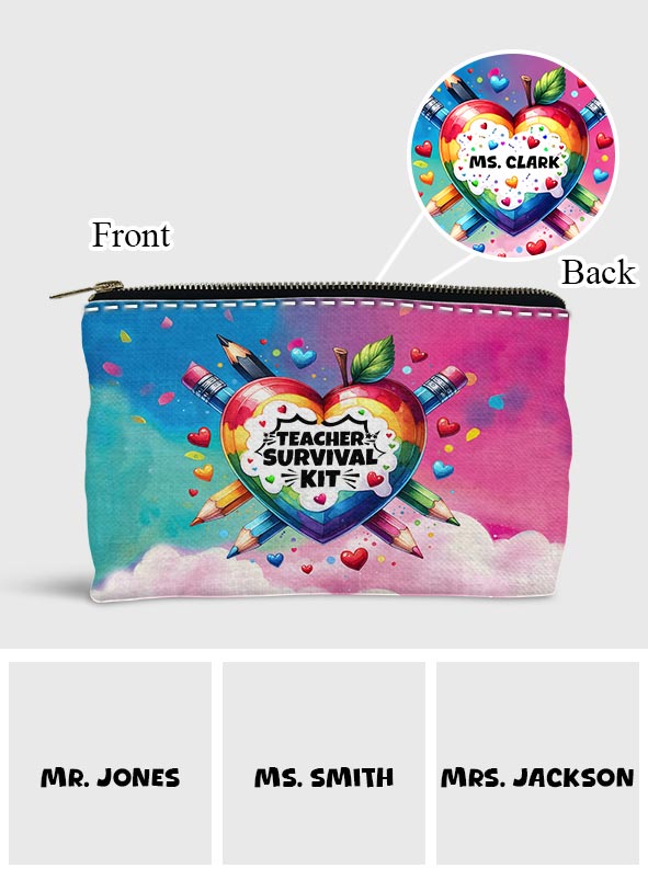 Teacher Survival Kit Colorful Heart - Personalized Teacher Pouch