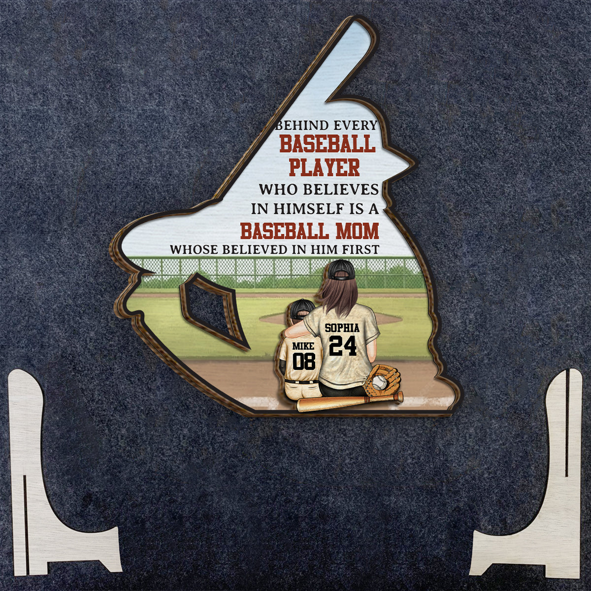 Baseball Mom/ Dad - Personalized Baseball 2 Layered Wood Sign / Wood Plaque