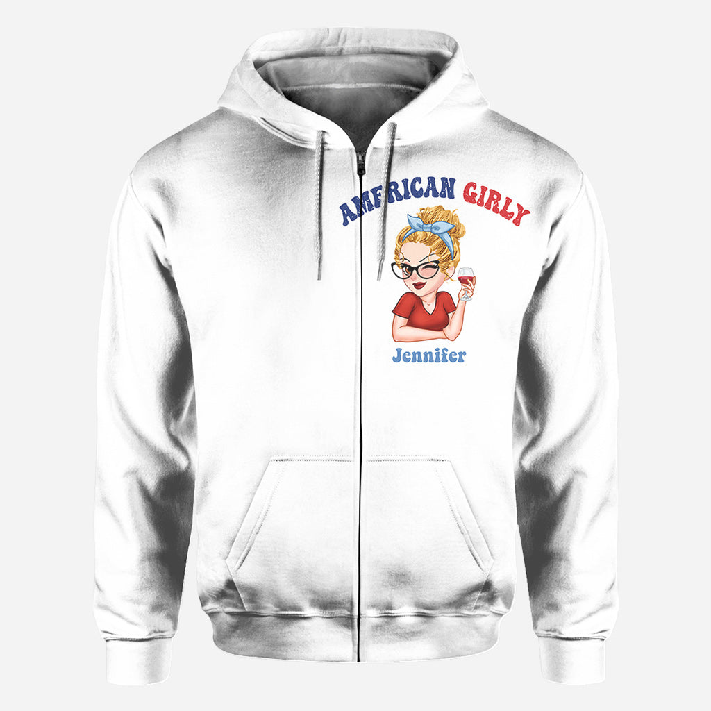 American Girly - Personalized Independence Day/ 4th of July All Over Shirt