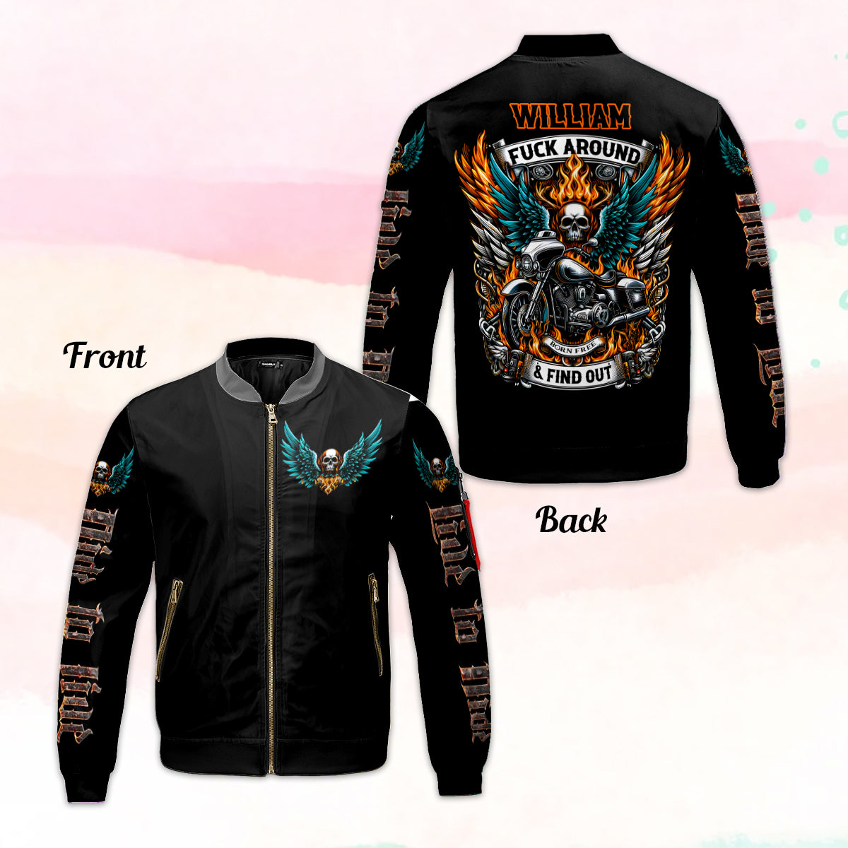 Old Biker - Personalized Biker Bomber Jacket