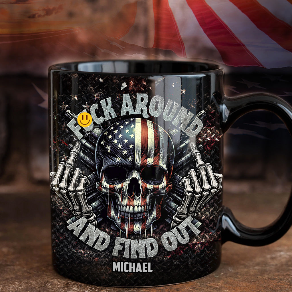 American Flag Skeleton - Personalized Skull Mug