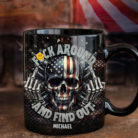 American Flag Skeleton - Personalized Skull Mug