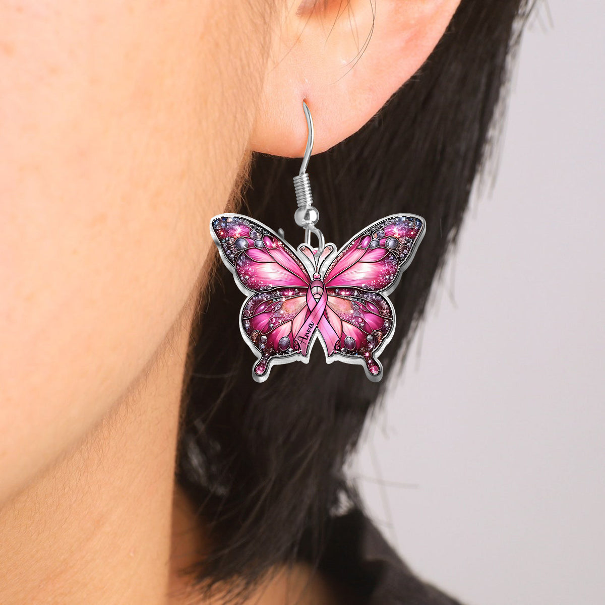 Breast Cancer Warrior - Personalized Breast Cancer Awareness Earrings
