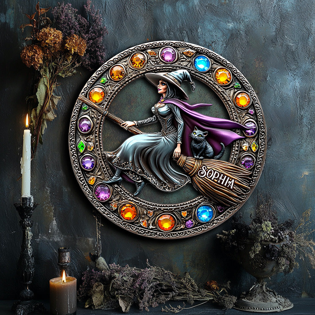 Beautiful Witch - Personalized Witch Cut Metal Sign
