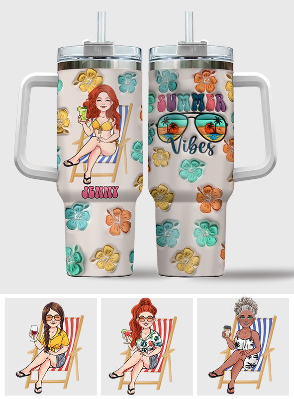 Summer Vibes - Personalized Sea Lover Tumbler With Handle