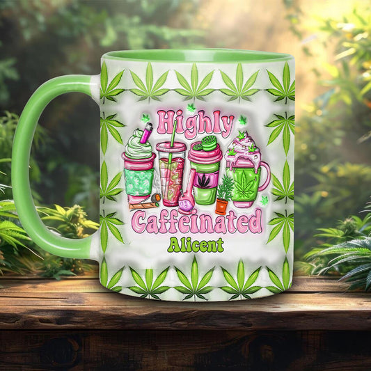 Highly Caffeinated Coffee 420 Lovers - Personalized Weed Accent Mug