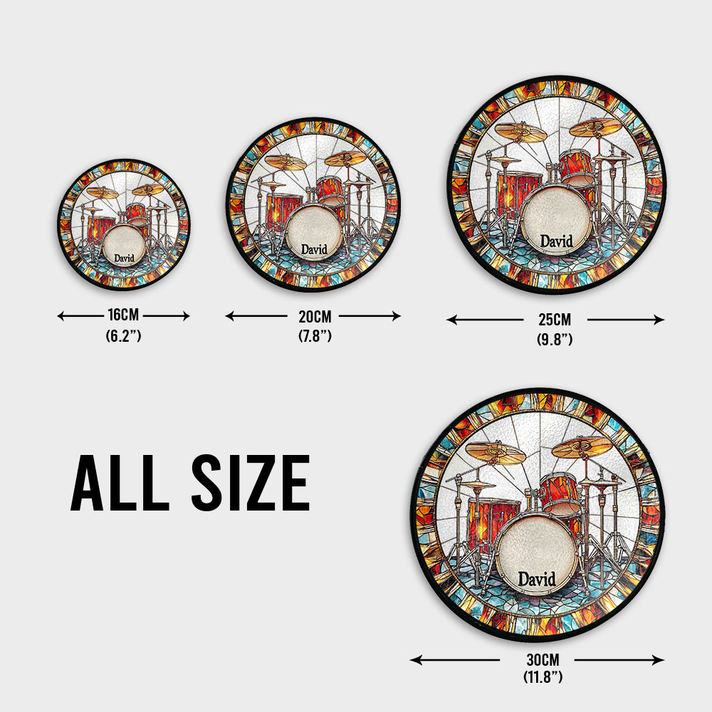 Love Drums - Personalized Drummer Stained Glass Suncatcher