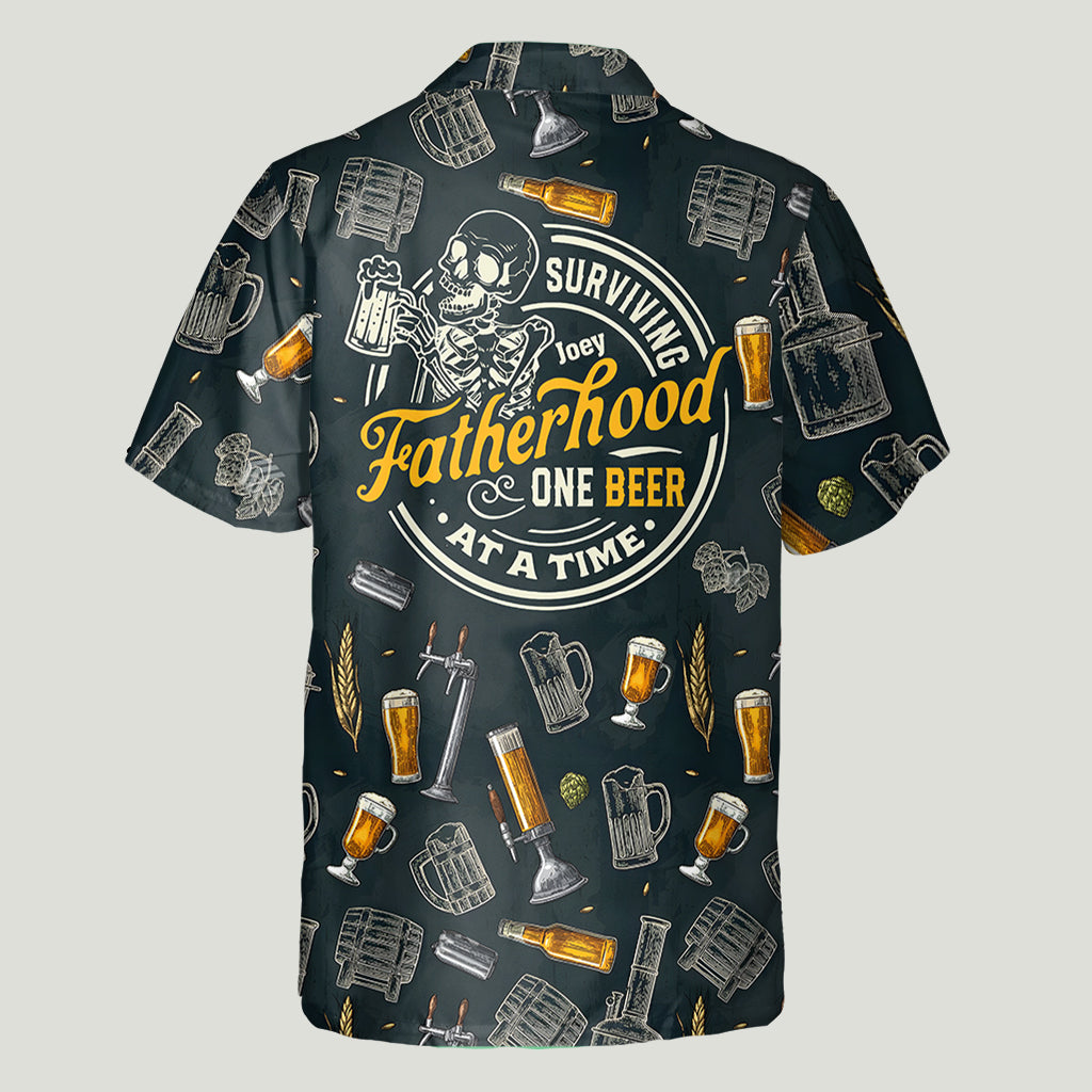 Surviving Fatherhood One Beer At A Time - Personalized Father Hawaiian Shirt
