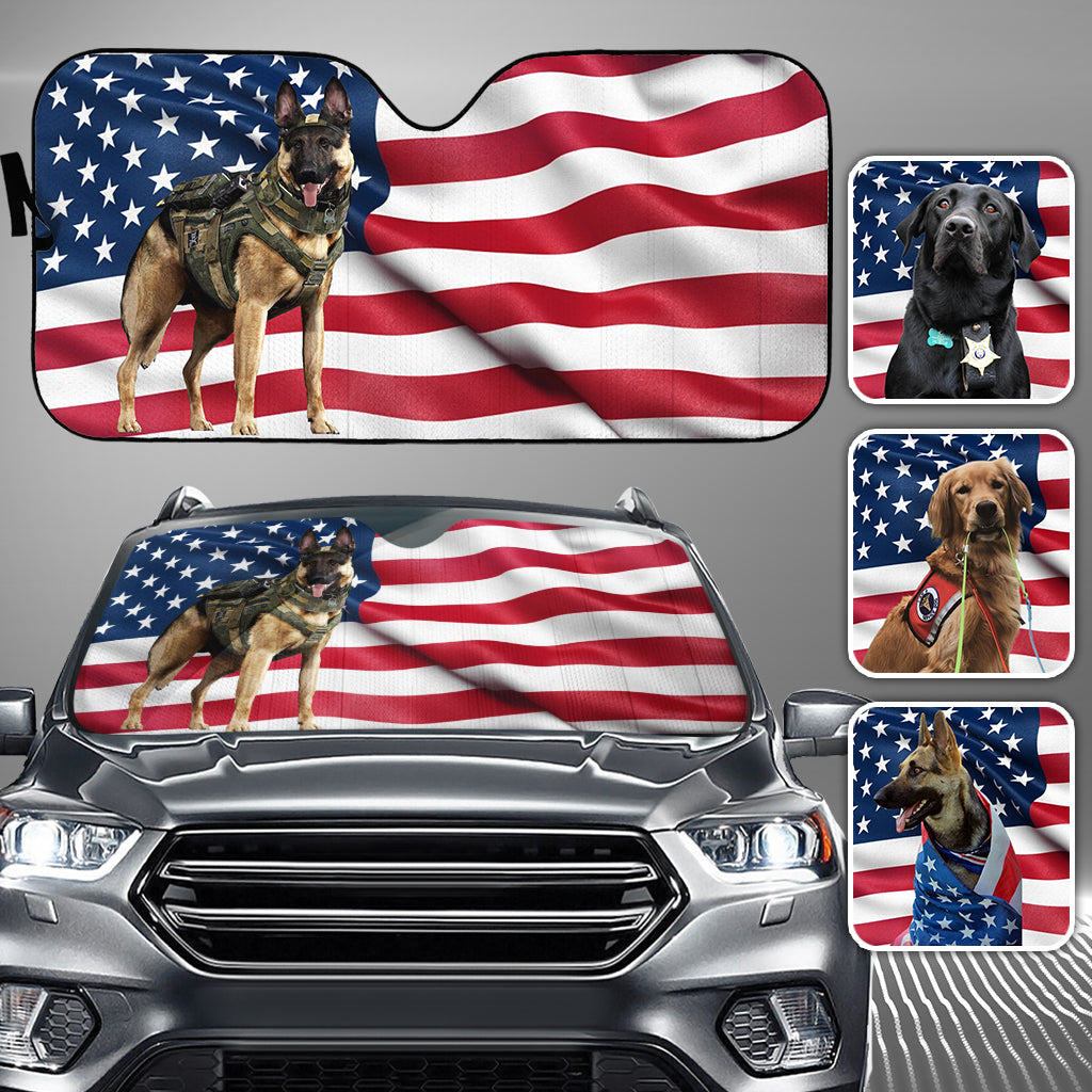 Back The Blue K9 - Personalized Police Officer Car Sunshade