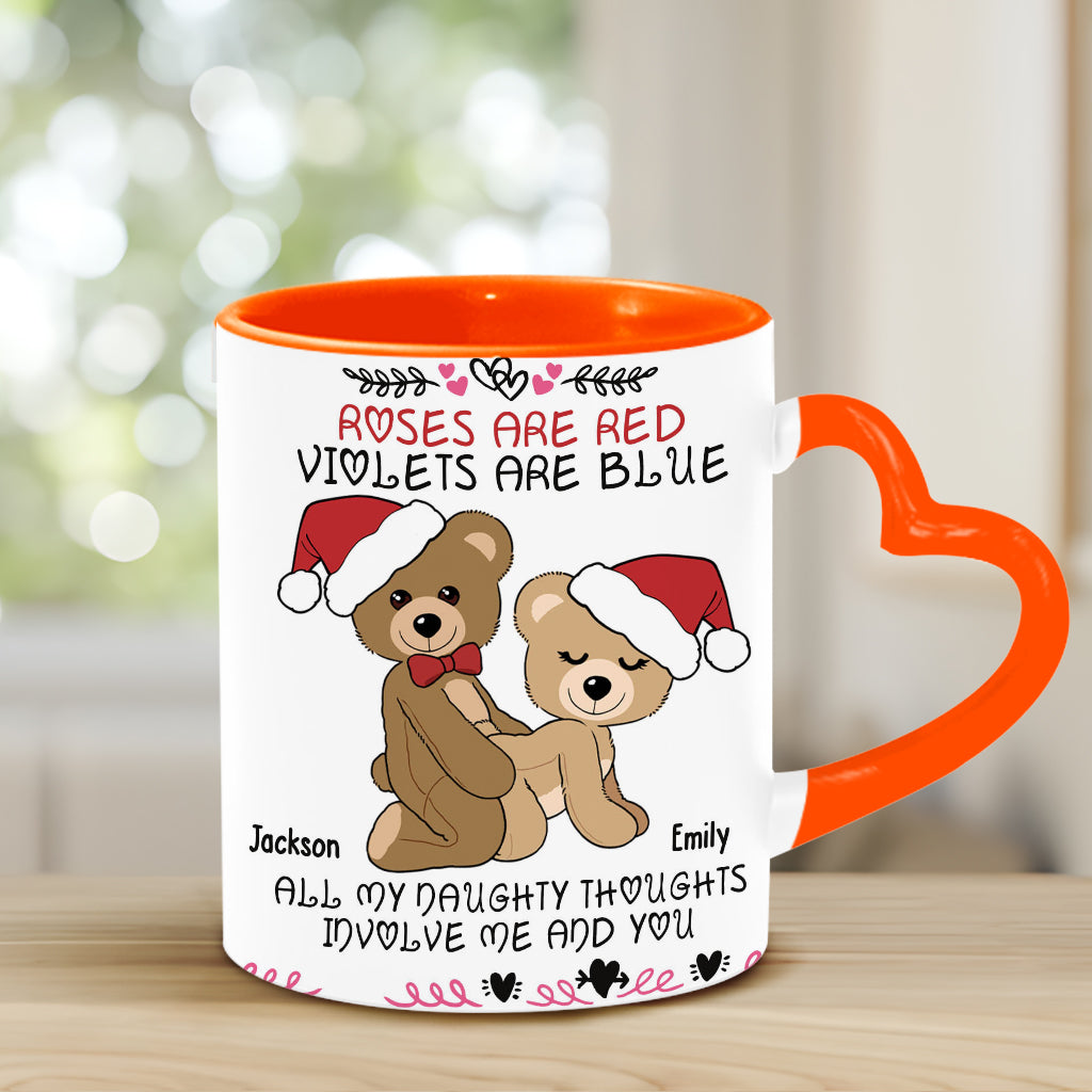 Roses Are Red - Personalized Couple Heart Handle Mug