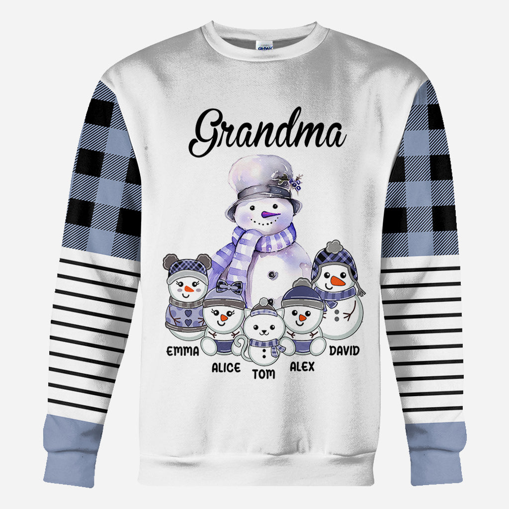 Grandma Snowman - Personalized Grandma All Over Shirt