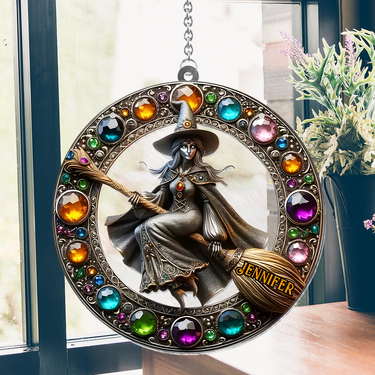 Beautiful Witch - Personalized Witch Window Hanging Suncatcher Ornament