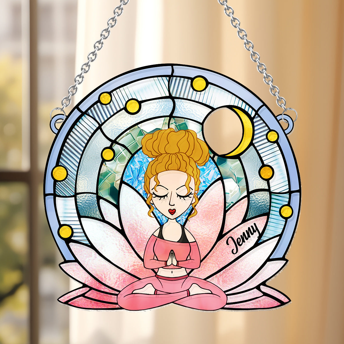Namaste - Personalized Yoga Window Hanging Suncatcher Ornament