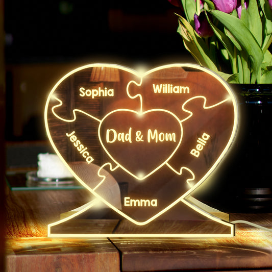 Heart Family - Personalized Family Mirror Light