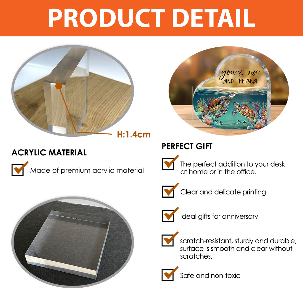 You & Me And The Sea - Personalized Turtle Custom Shaped Acrylic Plaque