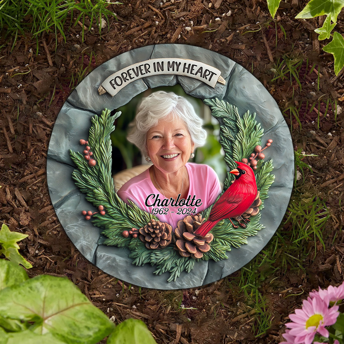 In Loving Memory - Personalized Memorial Round Shaped Stone