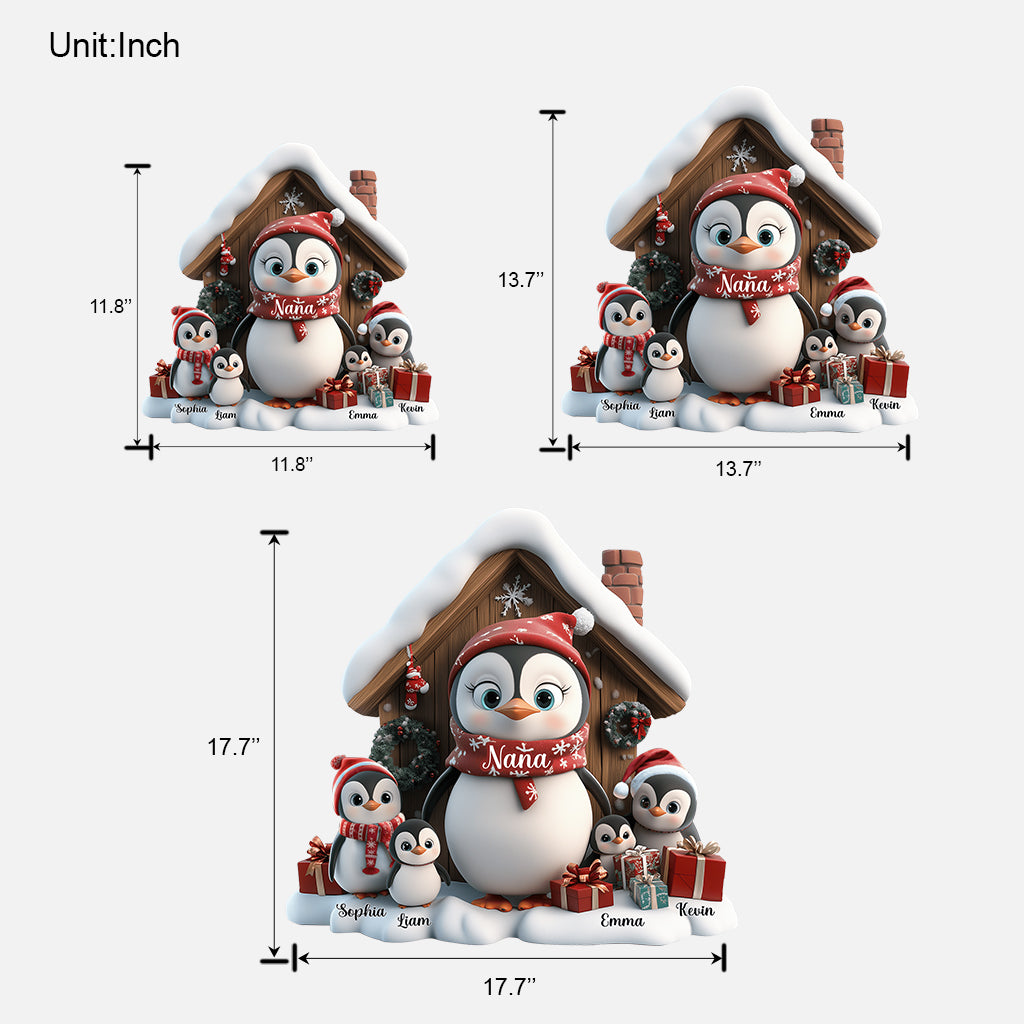 Any Title Cute Penguin - Personalized Grandma Custom Shaped Wood Sign