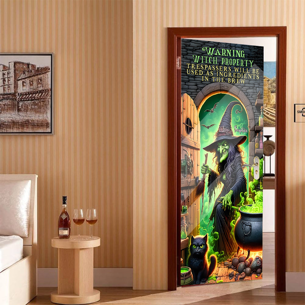 Warning Witch Property - Personalized Witch Door Sticker
