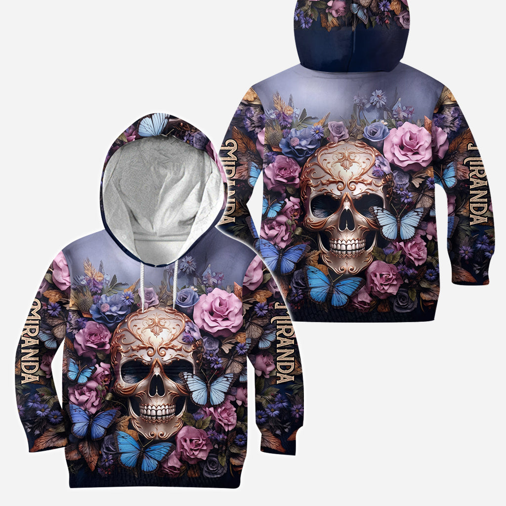 Beauty Of The Dark Skull Roses Butterflies - Personalized Skull Hoodie and Leggings