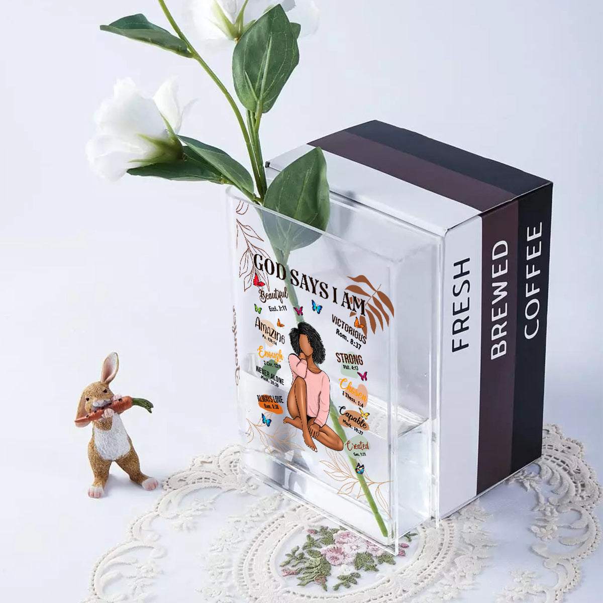 God Says You Are - Personalized African American Book Vase