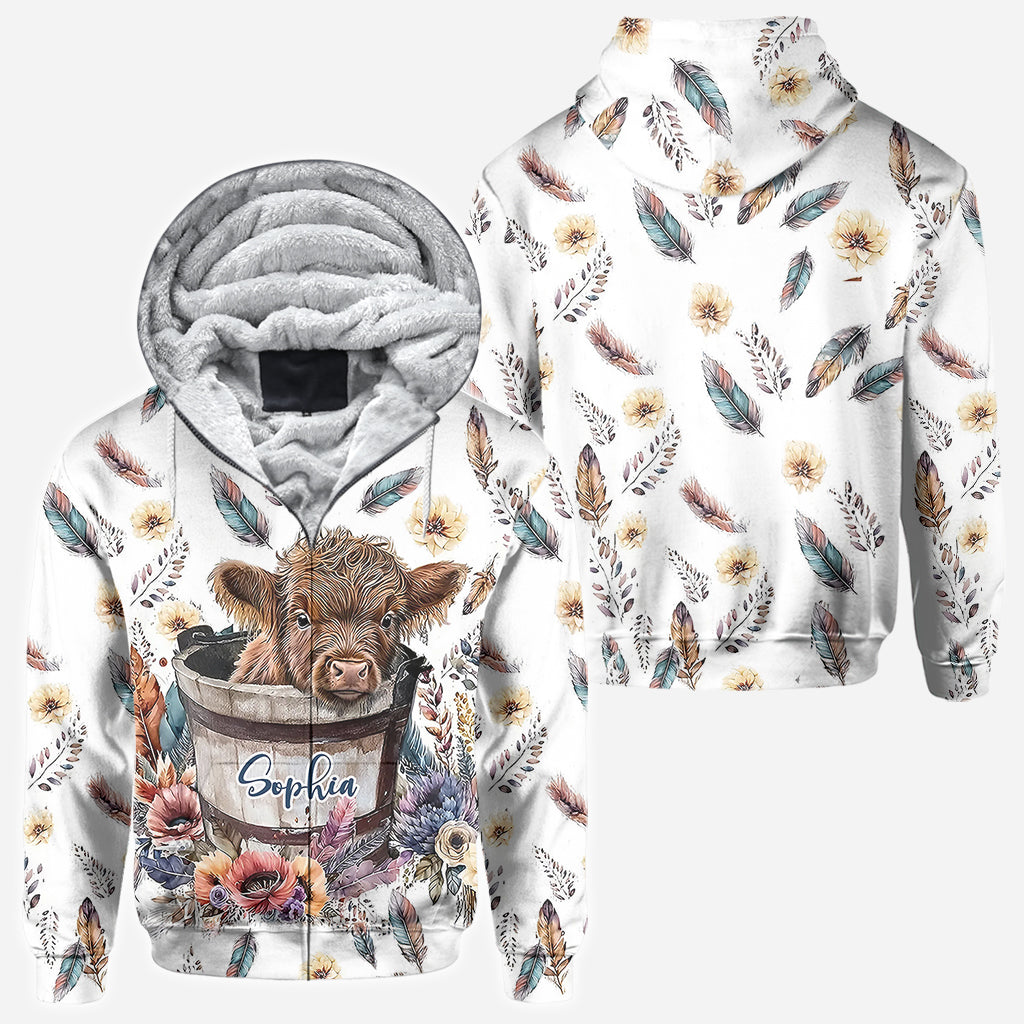 Baby Highland Cow In a Bucket - Personalized All Over Shirt