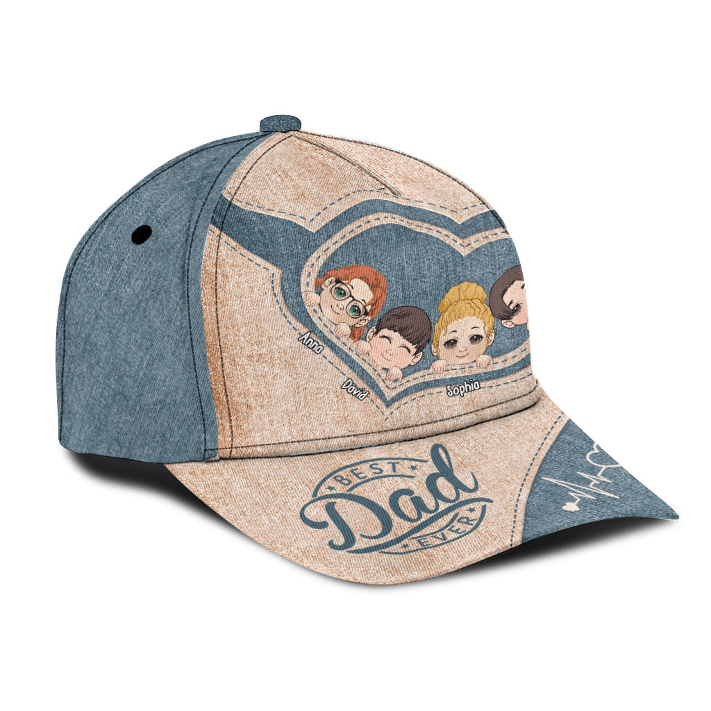 Dad's Heart Best Dad Ever - Personalized Father Classic Cap