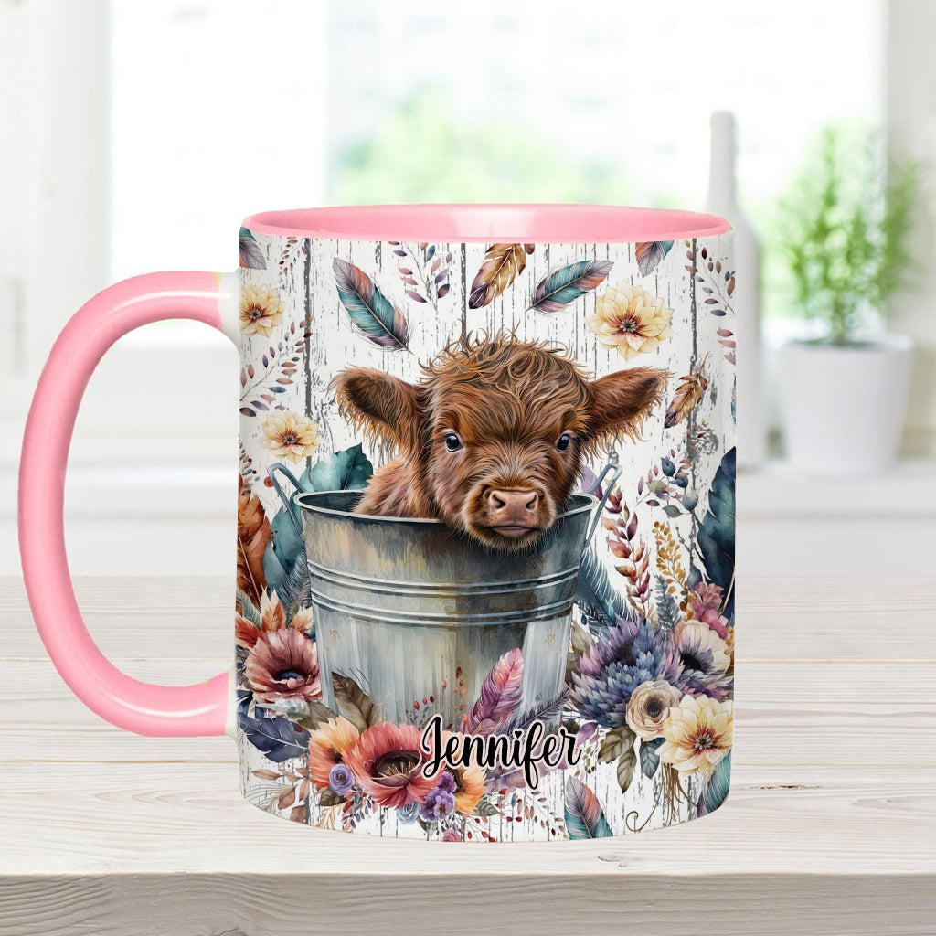 Baby Highland Cow Western Style - Personalized Accent Mug