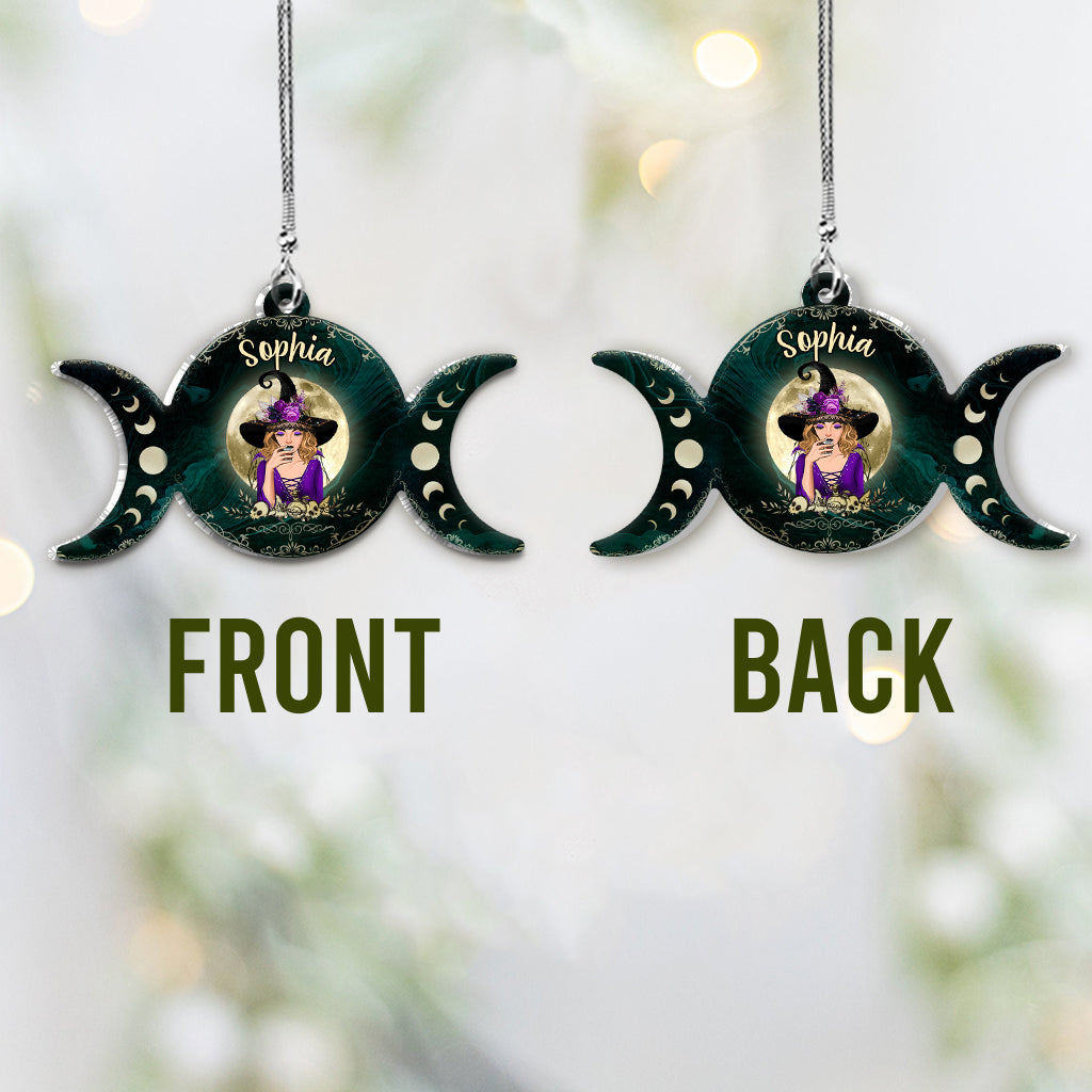 Triple Moon - Personalized Witch Car Ornament